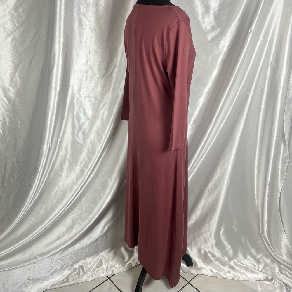 G.I.L.I. Mauve Soft Knit Midi Dress – V-Neck 3/4 Sleeve Minimalist Style S - Picture 5 of 8